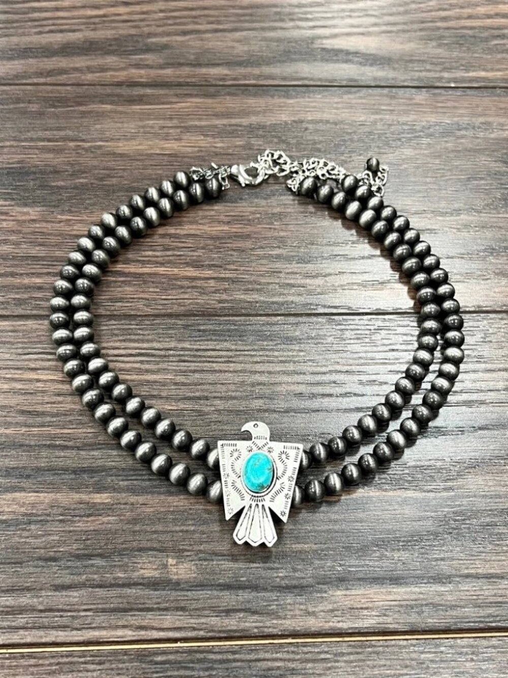 Thunderbird Turquoise Navajo Pearl Handmade Necklace Western Cowgirl Rodeo Boho